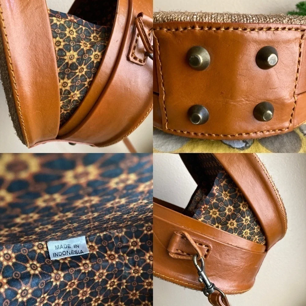 Vintage look round canteen crossbody purse